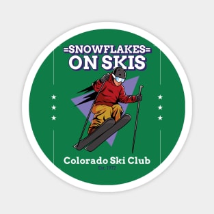 Snowflakes on Skis Skiing Magnet